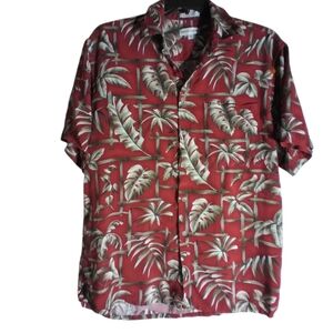 Pierre CardinTropical Maroon Men's Shirt Short Sleeve Size Medium vacation